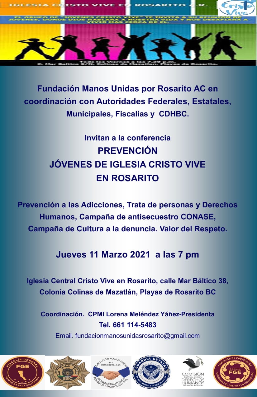 PREVENCIÓN  ,JOVENES , IGLESIA CRISTO VIVE , ROSARITO